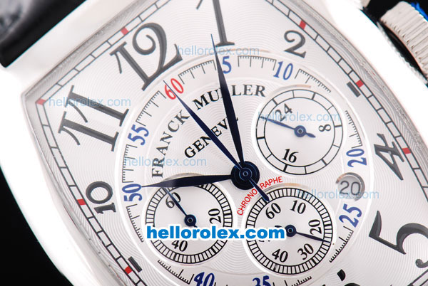 Franck Muller Casablanca Quartz Movement with White Dial and Silver Case-Leather Strap - Click Image to Close